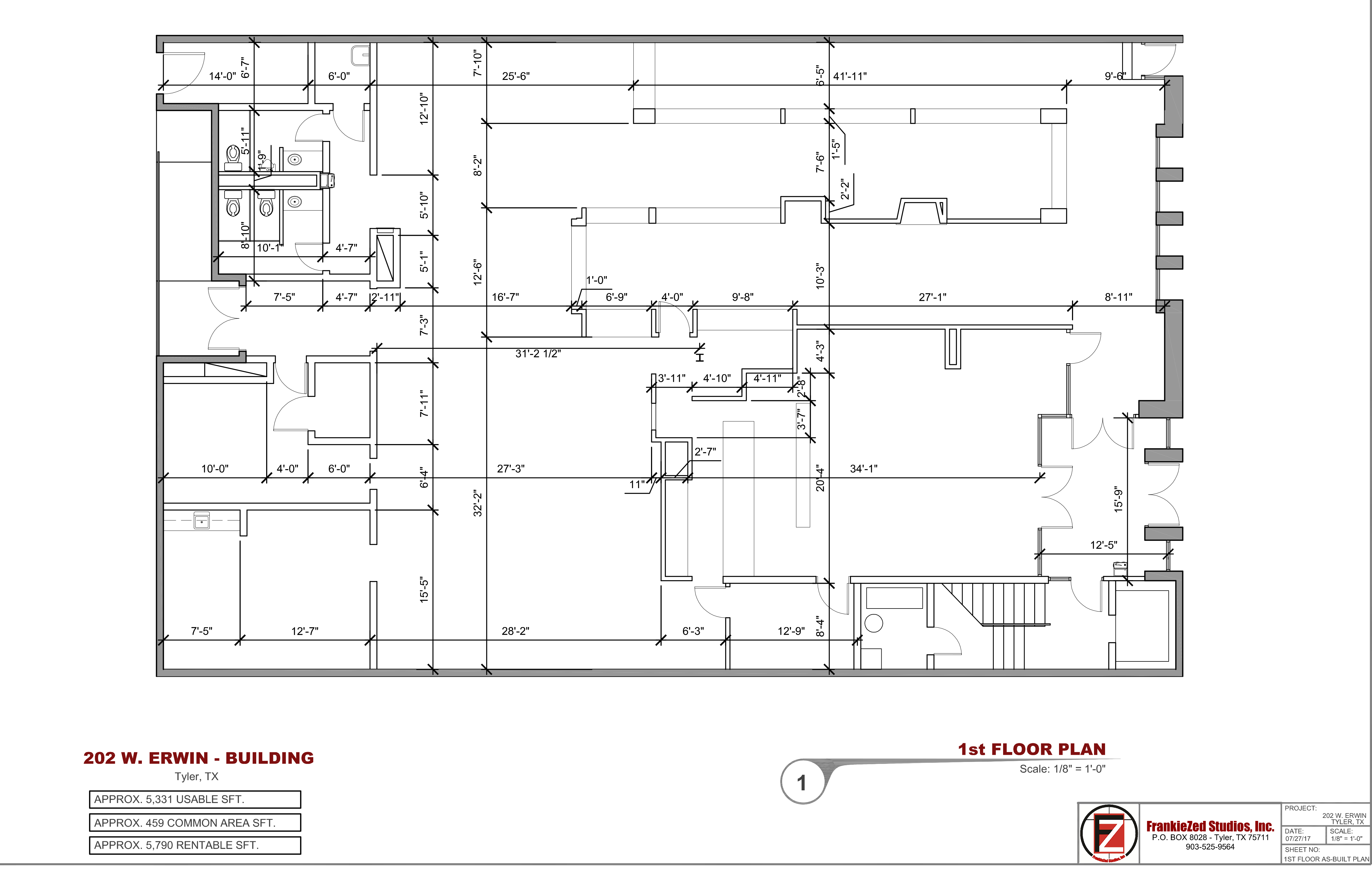 Commercial As-Built Office Space Floor Plans - FrankieZed Studios, Inc.